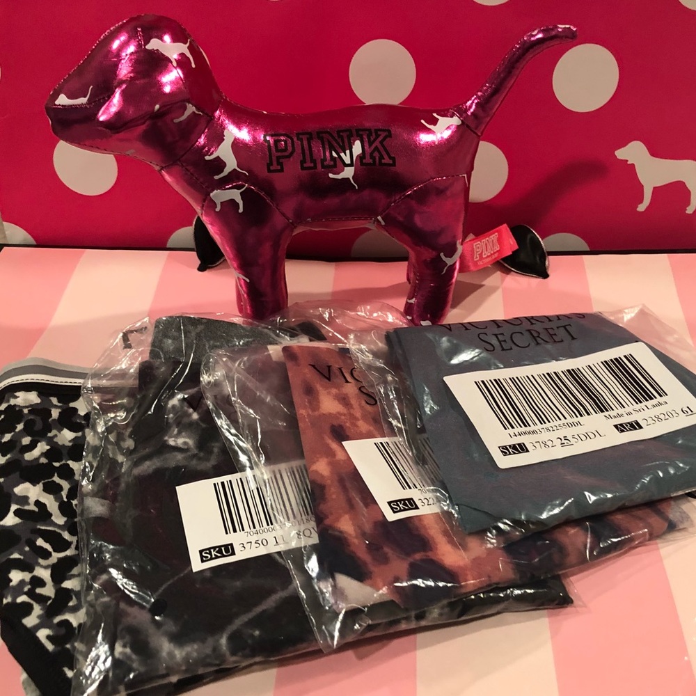 VS PINK mini dog & 4 pairs of panties NWT L & XL